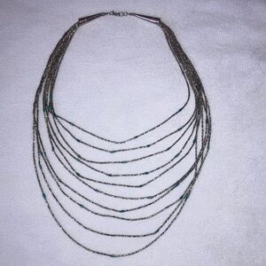Vintage Liquid Sterling Silver Necklace 10 strand